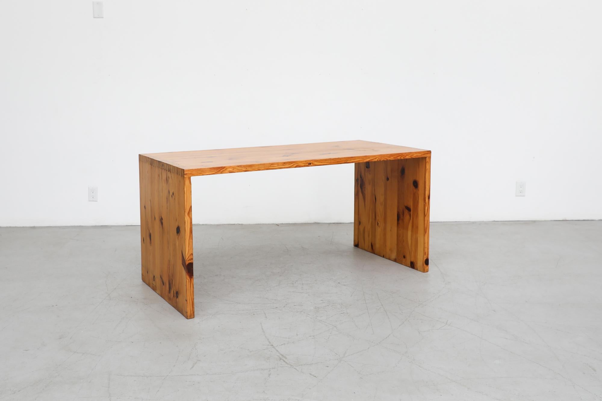 Dutch Ate Van Apeldoorn Style Pine Waterfall Table or Desk w/ Handsome Dovetail Joints For Sale