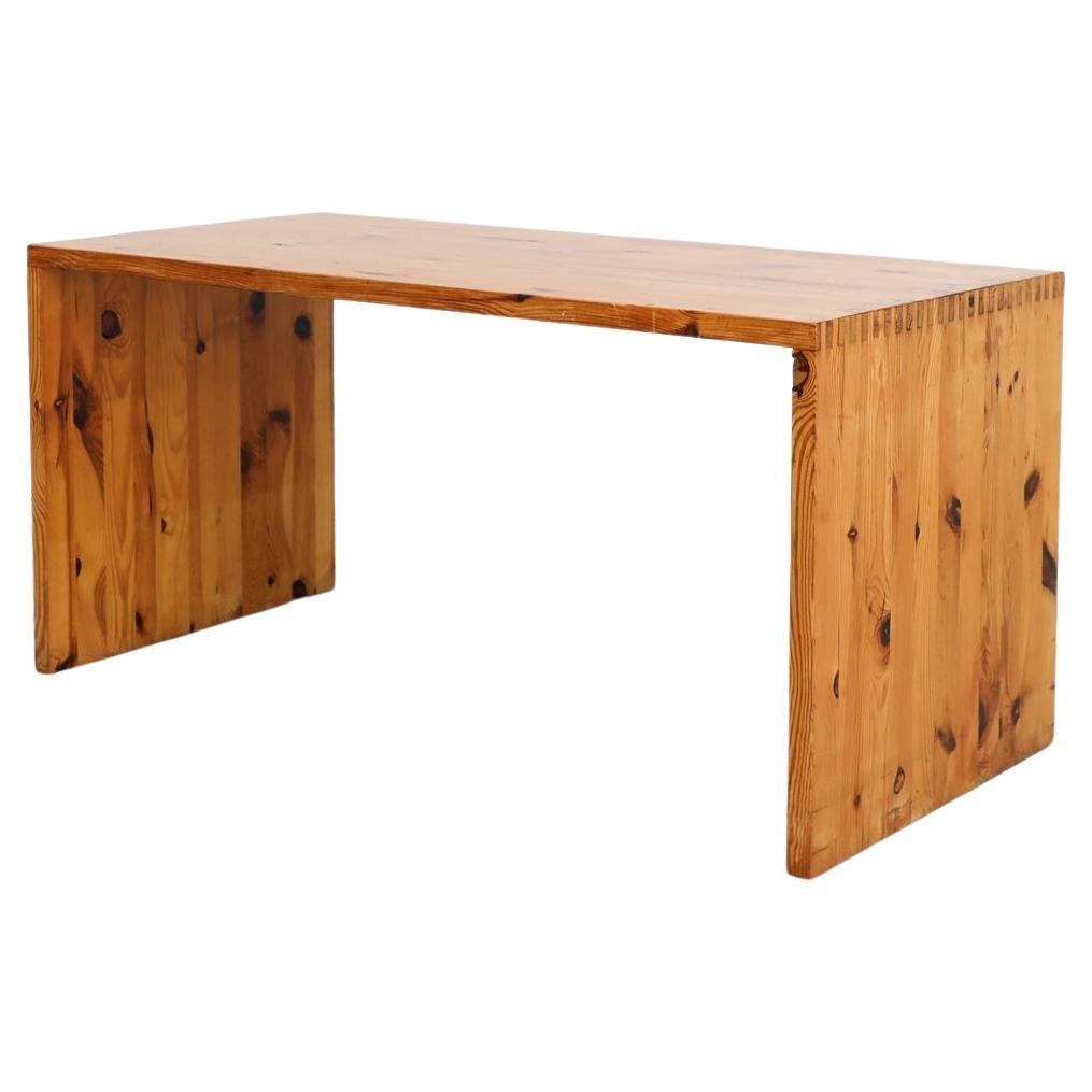 Ate Van Apeldoorn Style Pine Waterfall Table or Desk w/ Handsome Dovetail Joints