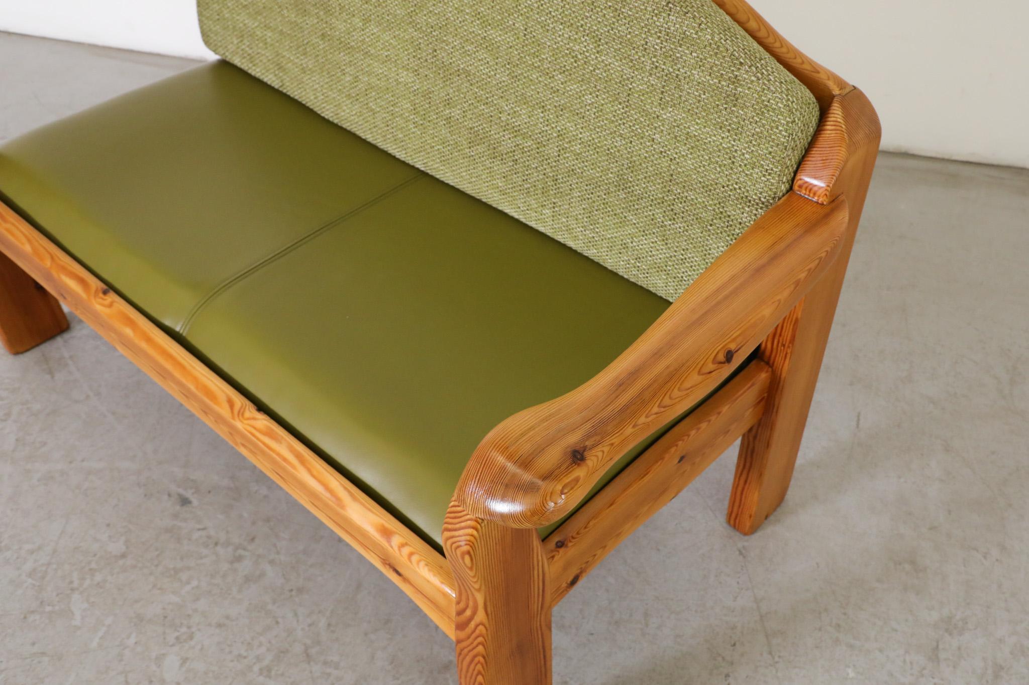 Ate van Apeldoorn Style Pine Two Seat Bench with Green Cushions For Sale 3