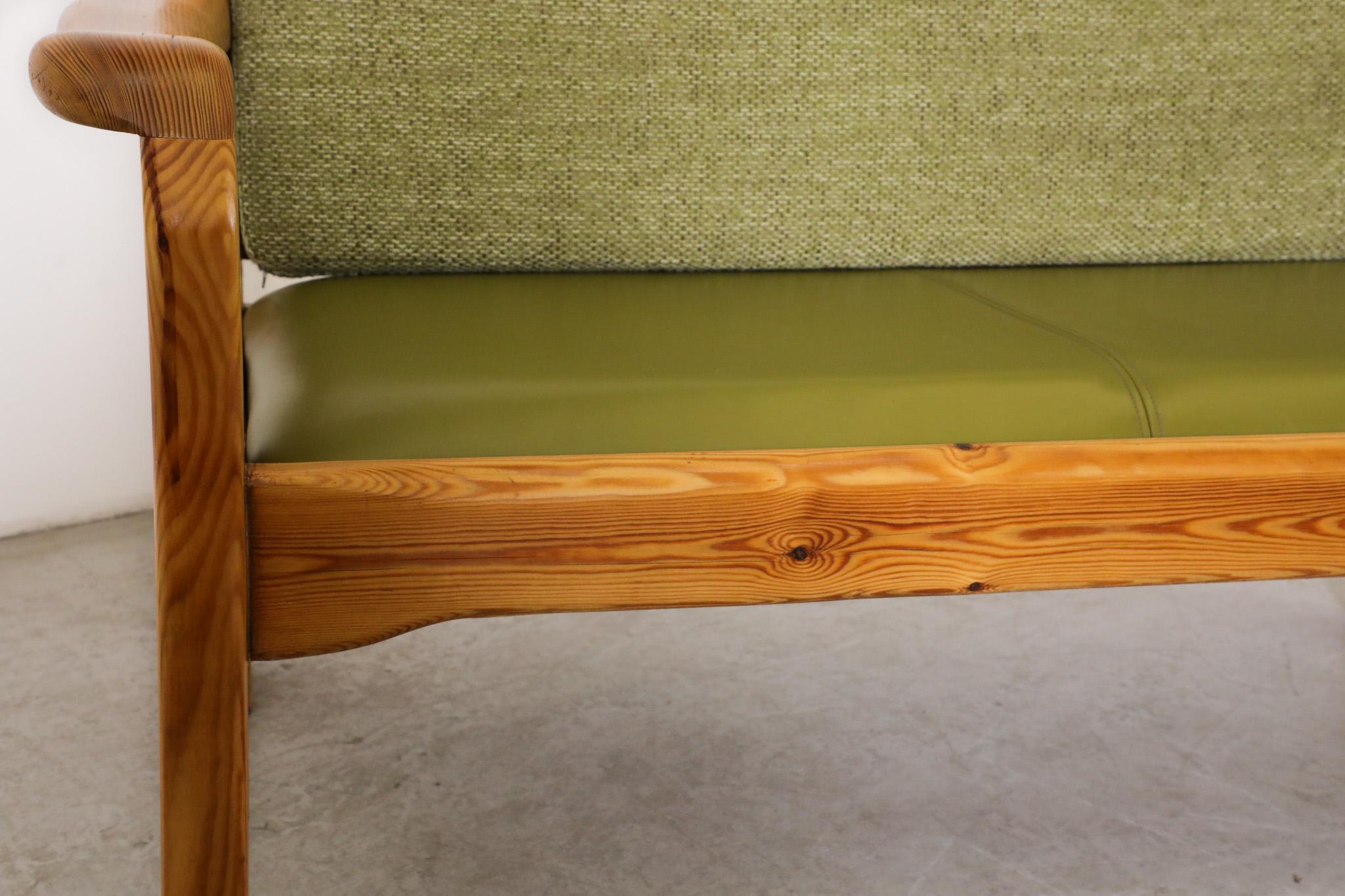 Ate van Apeldoorn Style Pine Two Seat Bench with Green Cushions For Sale 5