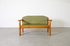 Ate van Apeldoorn Style Pine Two Seat Bench with Green Cushions