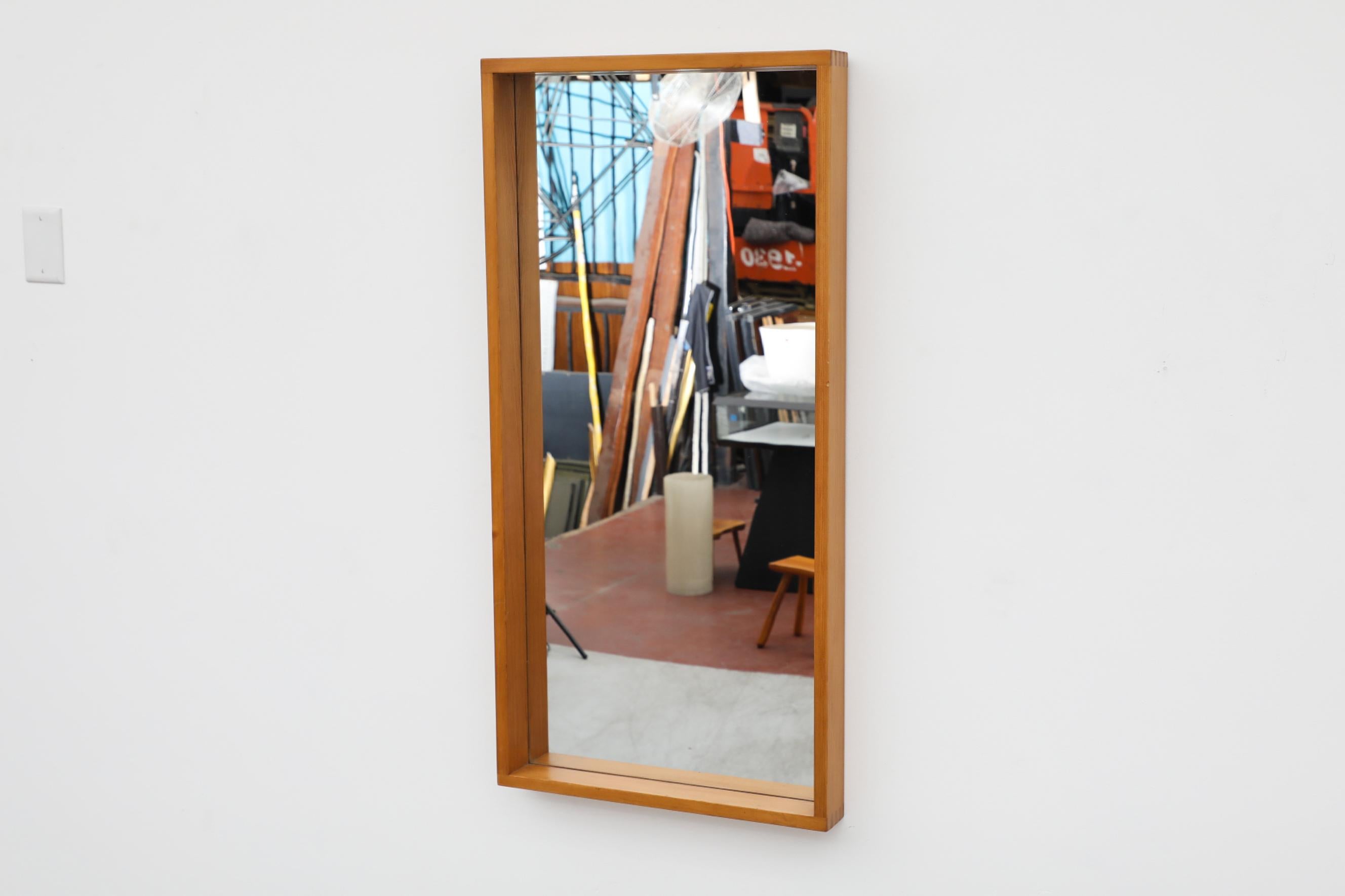 Danish Ate Van Apeldoorn Style Pine Wall Mounted Mirror