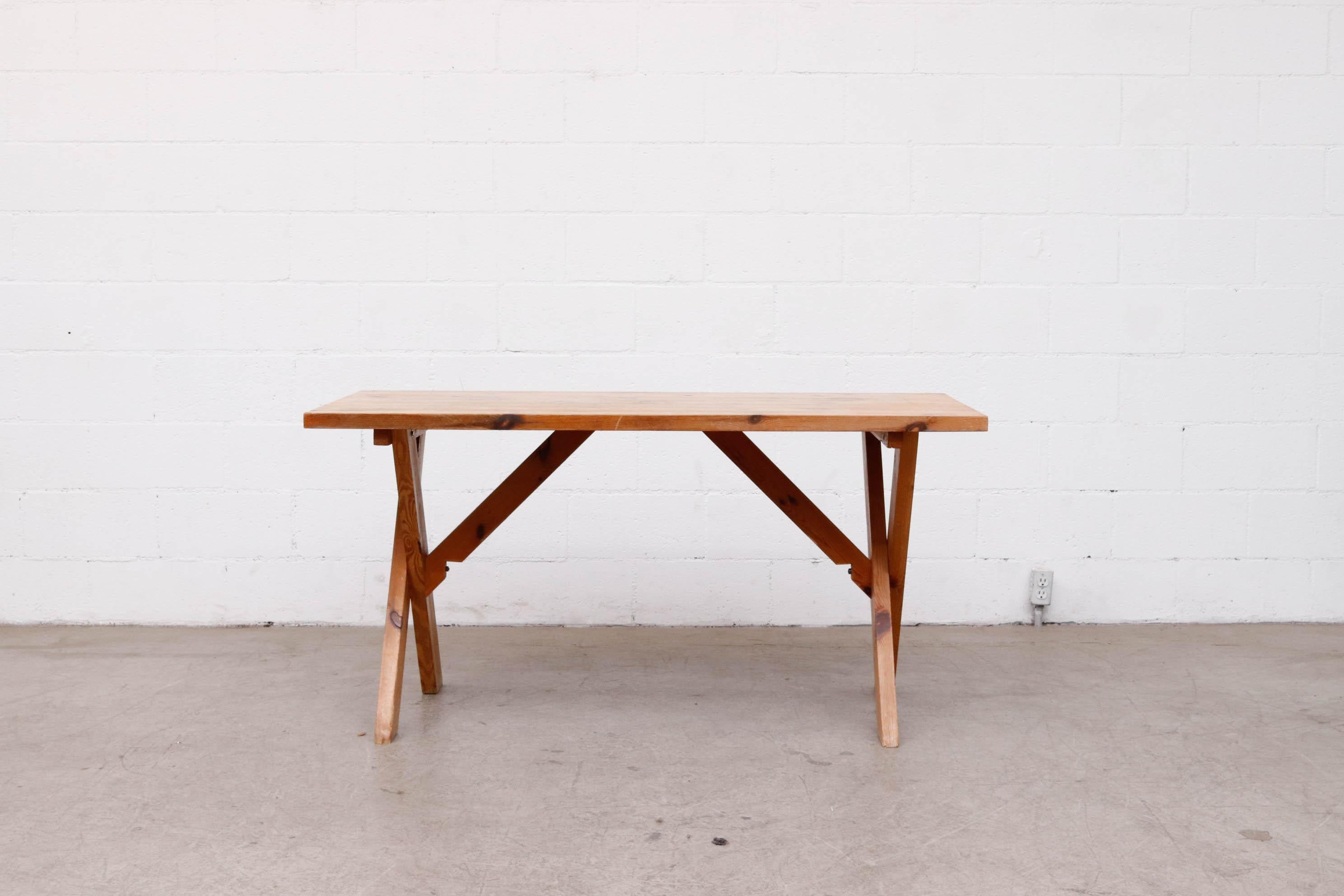 Ate Van Apeldoorn X-base pine table in original condition with normal wear. Two available, and may vary slightly from the one photographed. Other similar pine tables available (LU922422751792 and) in assorted sizes and styles. Listed separately.