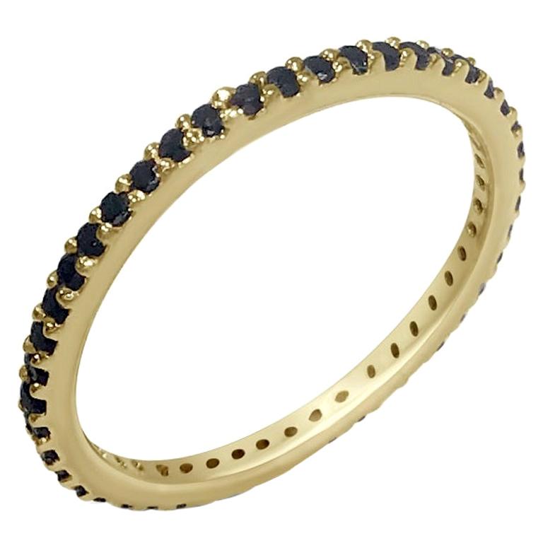 Atelier All Day 14 Karat Gold and Black Diamond Pavé Eternity Band For Sale