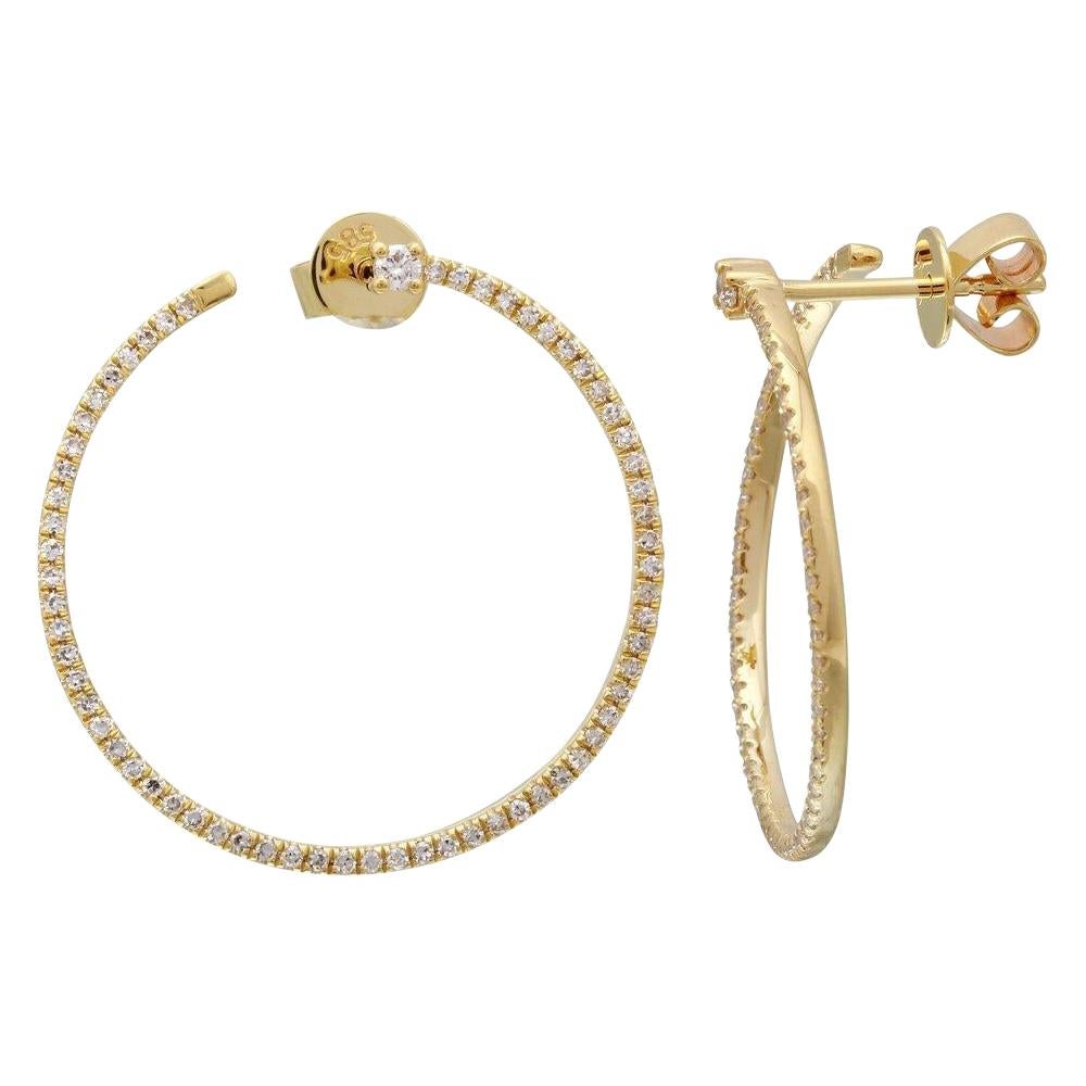 Atelier All Day 14 Karat Gold and Diamond "Twist Me" Hoop Earrings For Sale
