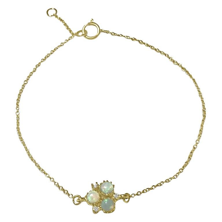 Atelier All Day 14 Karat Gold and Opal and Diamond Chain Bracelet