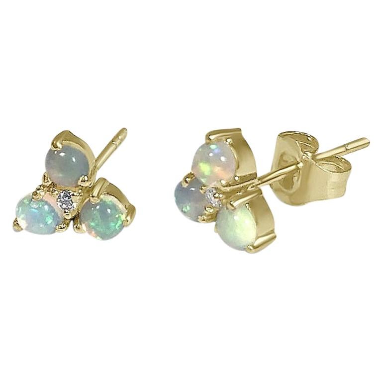 Atelier All Day 14 Karat Gold and Opal Diamond Earrings For Sale