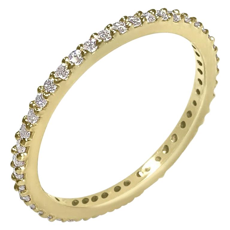 Memoryring, 14 Karat Gold und weißer Diamant, Pavé, All Day