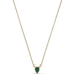 Atelier All Day 14 Karat Yellow Gold and Precious Emerald Heart Pendant Necklace