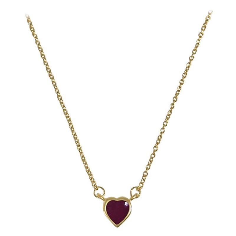 Shop our stunning 14K gold & precious heart-shaped, bezel set Ruby necklace now

Heart-shaped jewelry a girl actually wants! Our stunning precious ruby heart is bezel set in yellow 14K gold and the perfect reminder to spread the love!