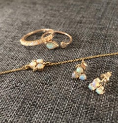 Atelier All Day 14 Karat Gold and Opal and Diamond Chain Bracelet