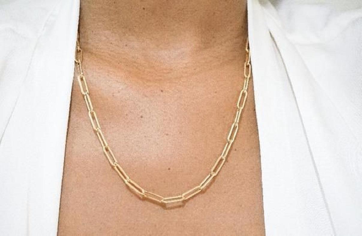 Women's Atelier All Day 14 Karat Gold Paperclip Chain Necklace For Sale