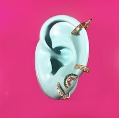 Atelier All Day 14 Karat Gold and Triple Row Diamond Pavé Micro Huggie Hoops