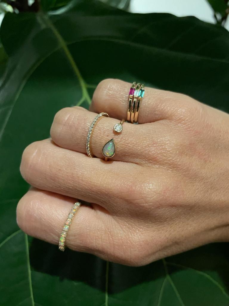 Atelier All Day 14 Karat Yellow Gold Pear Opal and Diamond 