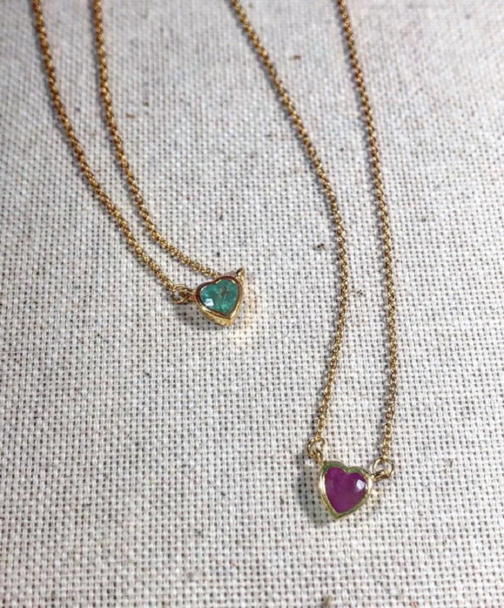 14k gold ruby heart necklace