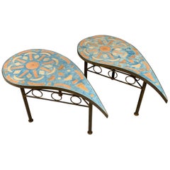 Ceramic and Bronzed Tear Dropped Side Tables by Atelier Anand of Brazil