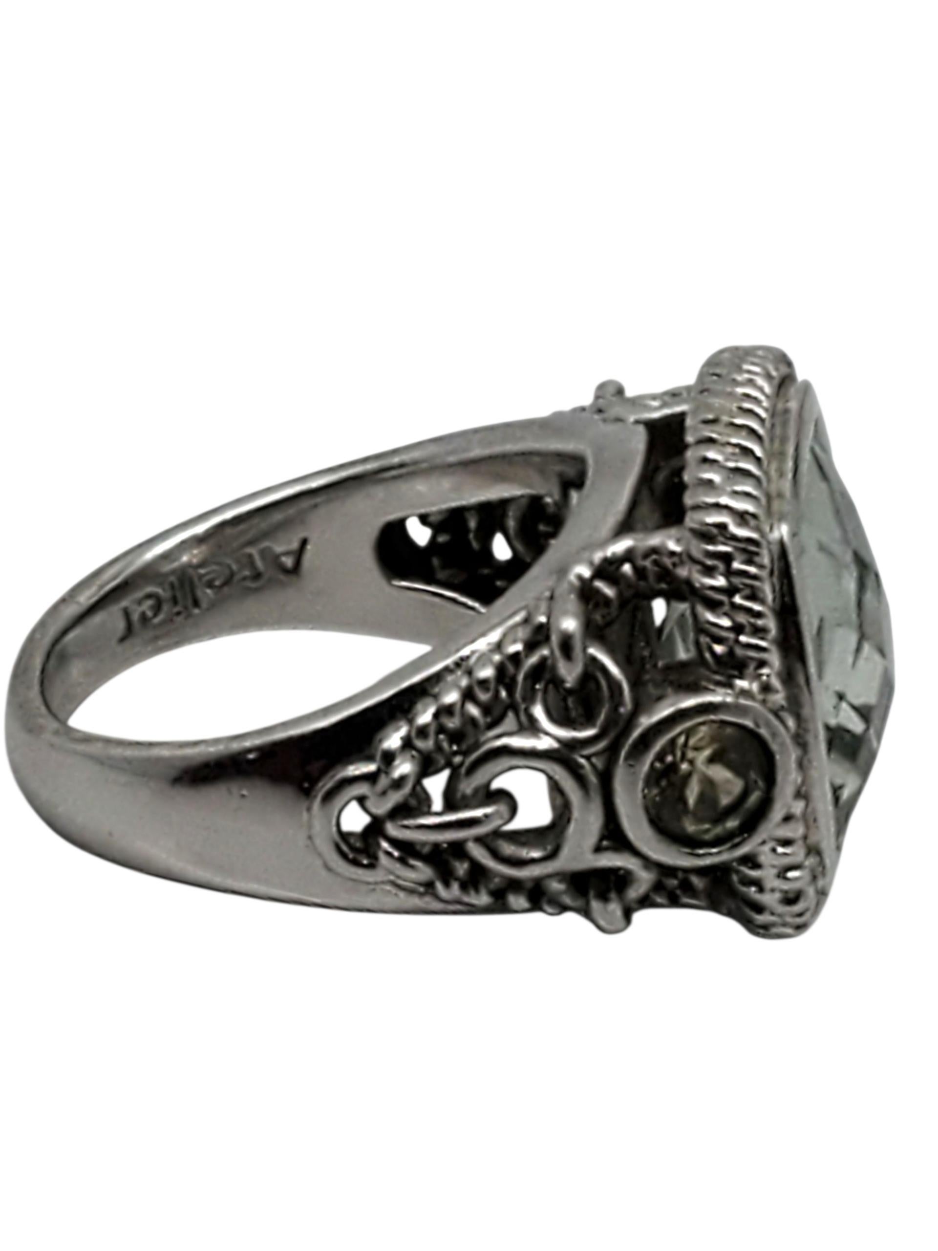 Atelier Anthony Nak Anello in argento sterling con quarzo blu e verde misura 8 #23729 In condizioni buone in vendita a Washington Depot, CT