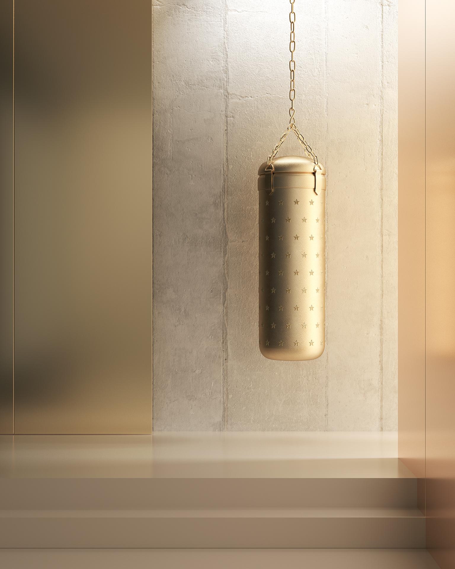 Hand-Crafted Atelier Biagetti KO Punch Bag in Ecosustainable Gold Skin and Stars