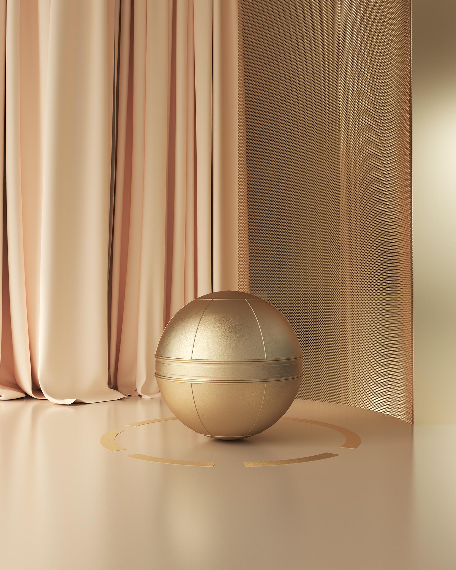Hand-Crafted Atelier Biagetti Palla Wellness Sitting Ball in Ecosustainable Gold Skin, 2021