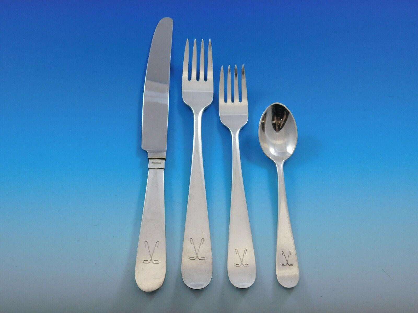 Atelier by Borgila Sterling Silver Flatware Set Service Swedish Modern 122 Pcs In Excellent Condition In Big Bend, WI