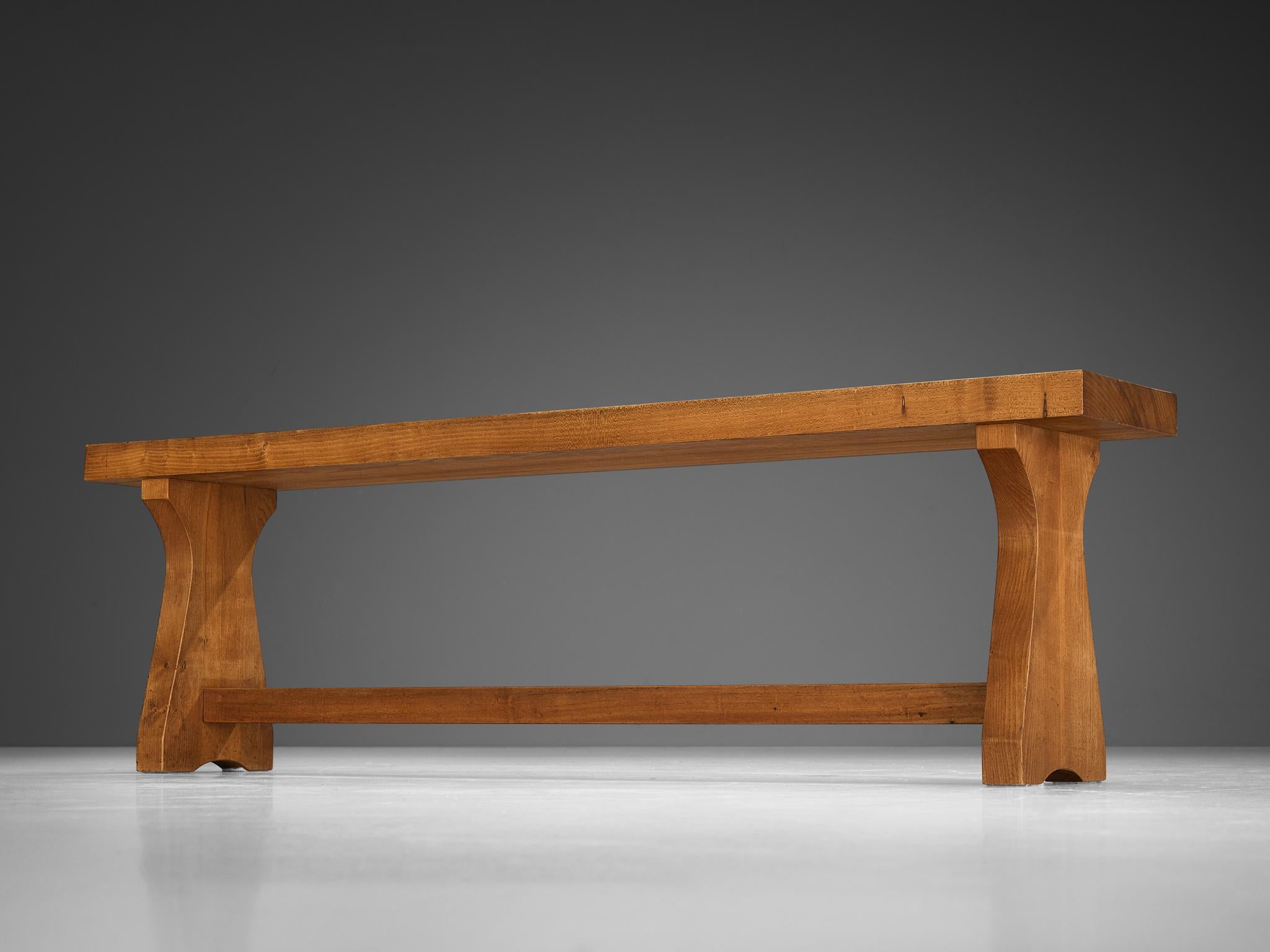 French Atelier C. Demoyen Bench in Solid Elm  For Sale