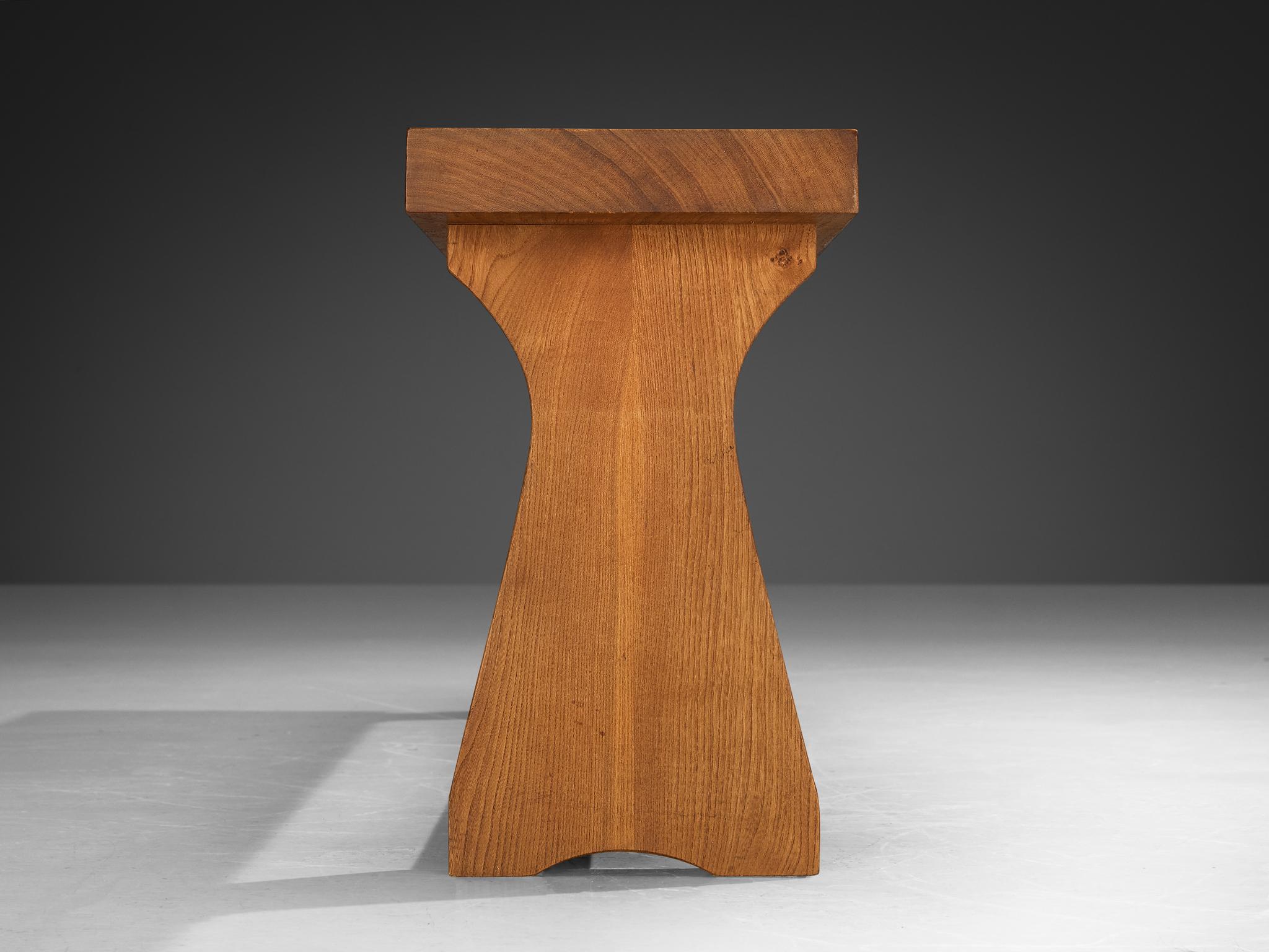 Late 20th Century Atelier C. Demoyen Bench in Solid Elm  For Sale