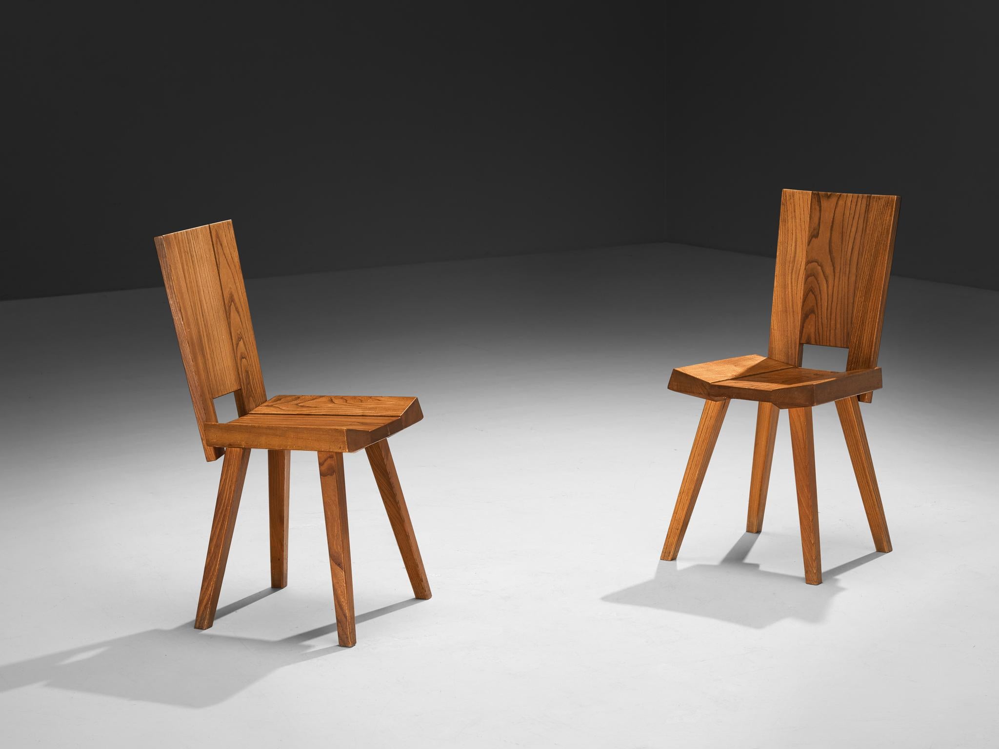 Orme Ensemble de salle à manger Atelier C. Demoyen avec table et six chaises en orme massif en vente