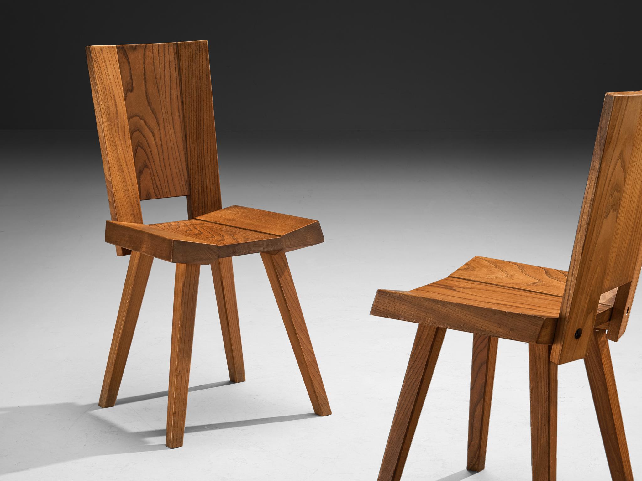 Fin du 20e siècle A.I.C. C. Ensemble de six chaises en orme massif en vente