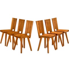 Atelier C. Demoyen Set of Six Chairs in Solid Elm