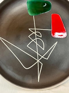 Atelier Cerenne Rene Neveux Vallauris French Ceramic Abstract Design Plate