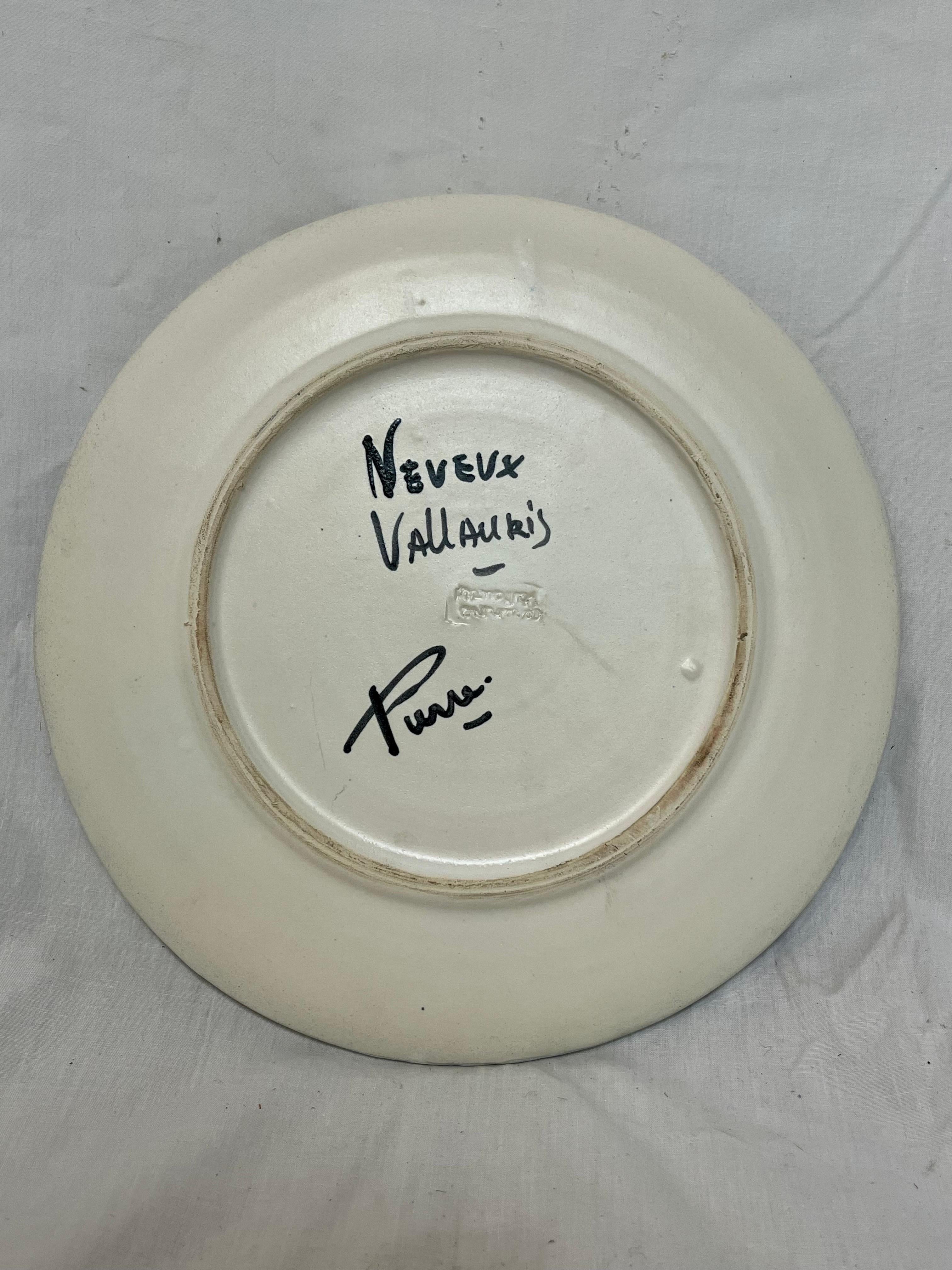 Atelier Cerenne Rene Neveux Vallauris French Ceramic Abstract Glazed Plate For Sale 3