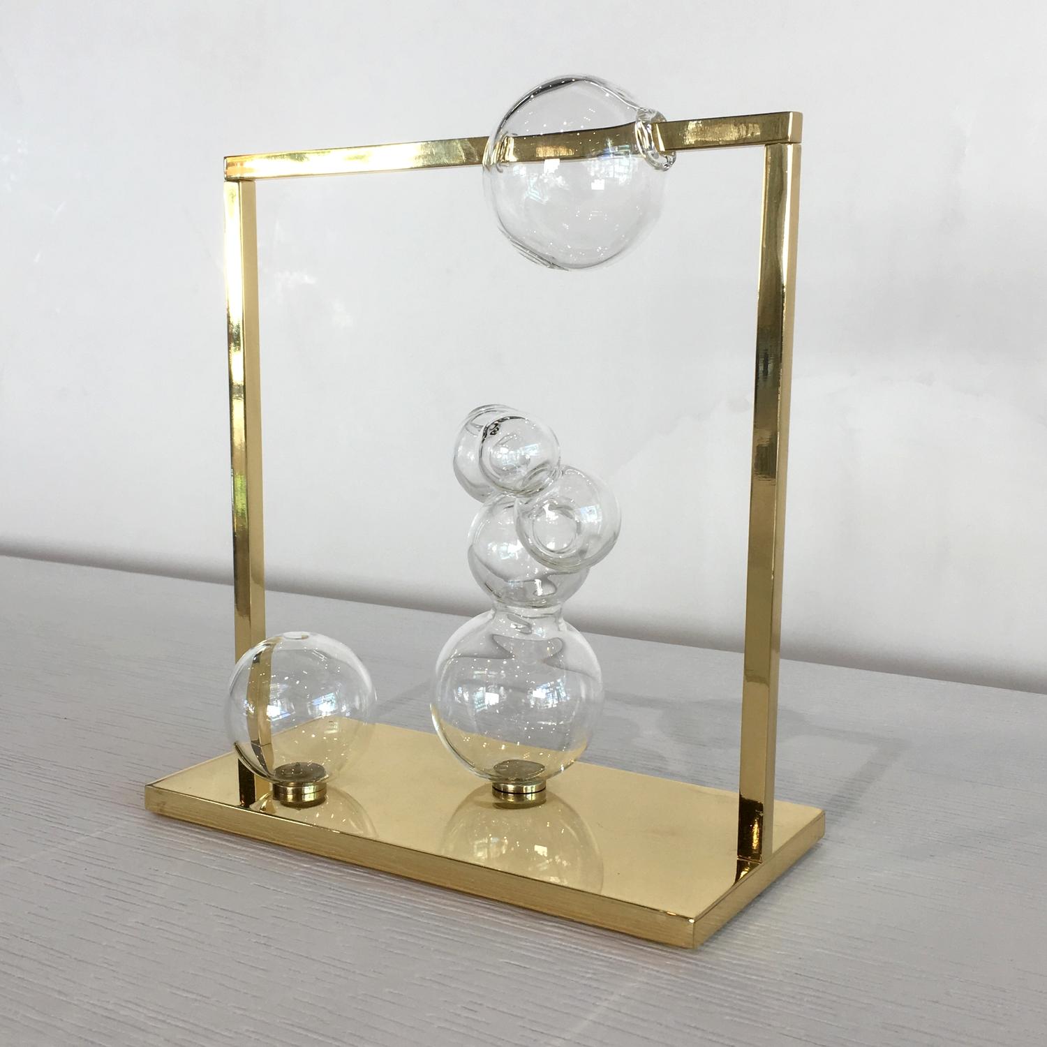 Atelier Crestani, small bubble vase glass sculpture, made in Italy.