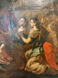 Énorme peinture originale de la Renaissance "Esther devant le roi" Spectaculaire ! RARE