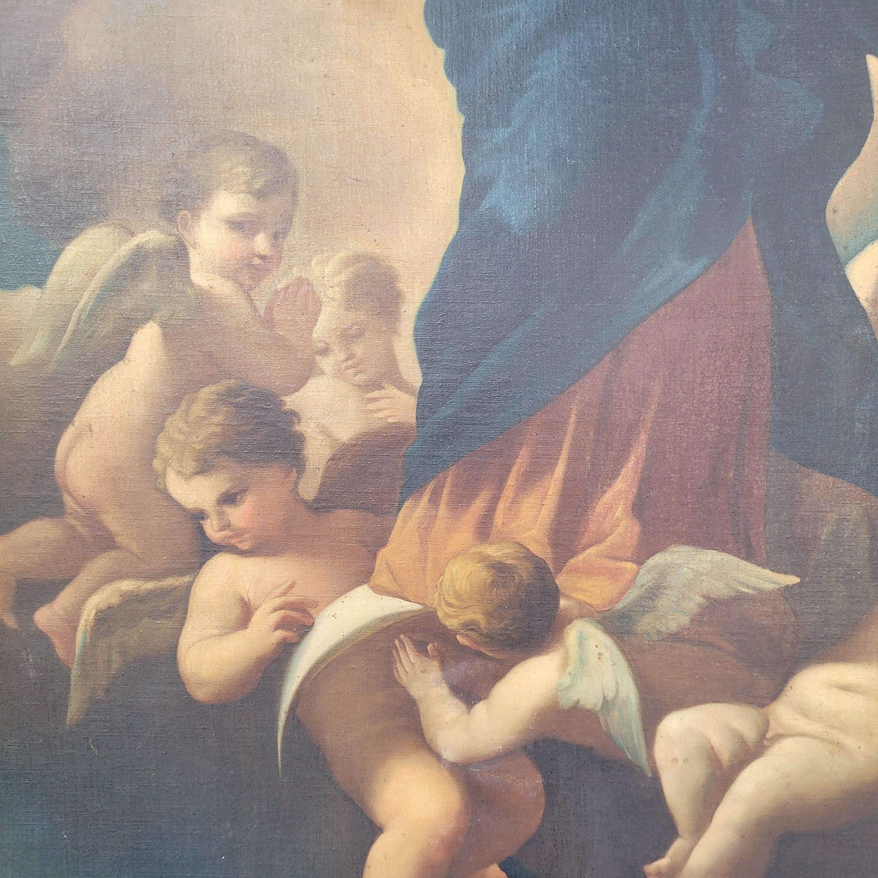 Immaculate Virgin Oil on Canvas, Italian School, after of Luca Giordano For Sale 6
