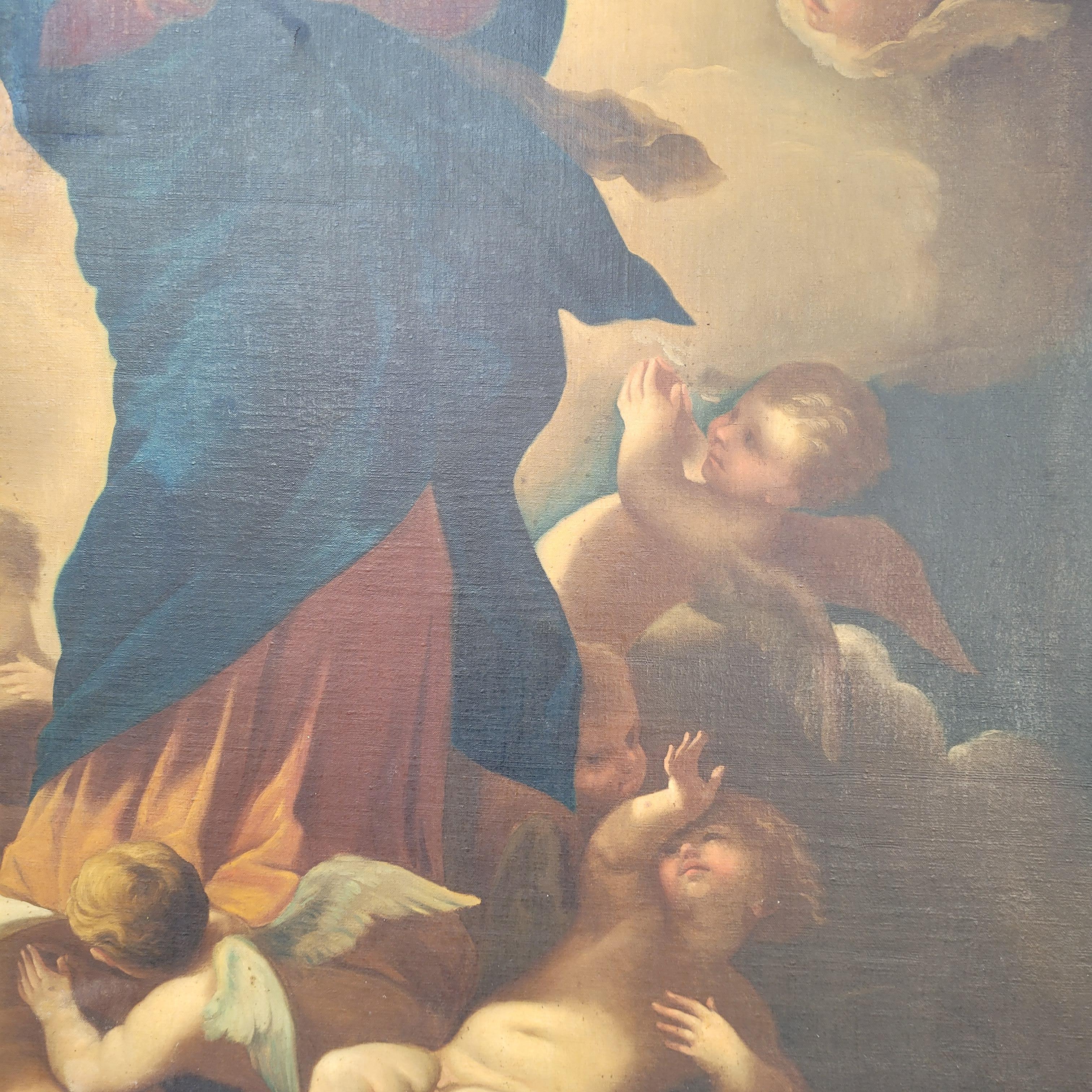 Immaculate Virgin Oil on Canvas, Italian School, after of Luca Giordano For Sale 7