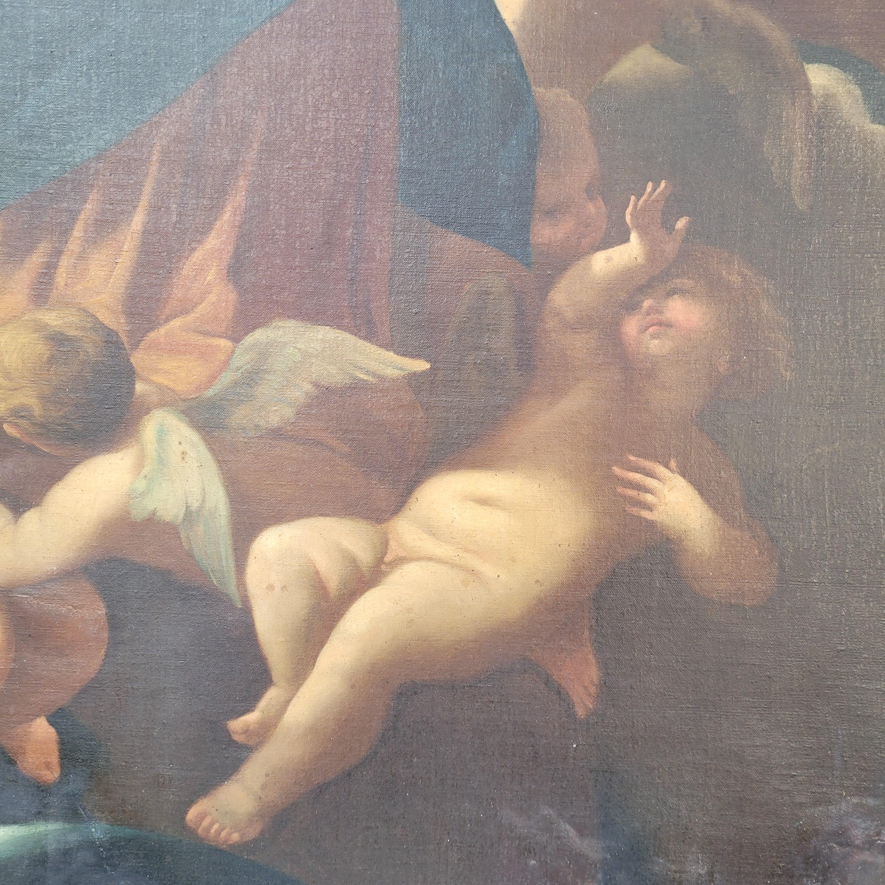 Immaculate Virgin Oil on Canvas, Italian School, after of Luca Giordano For Sale 9