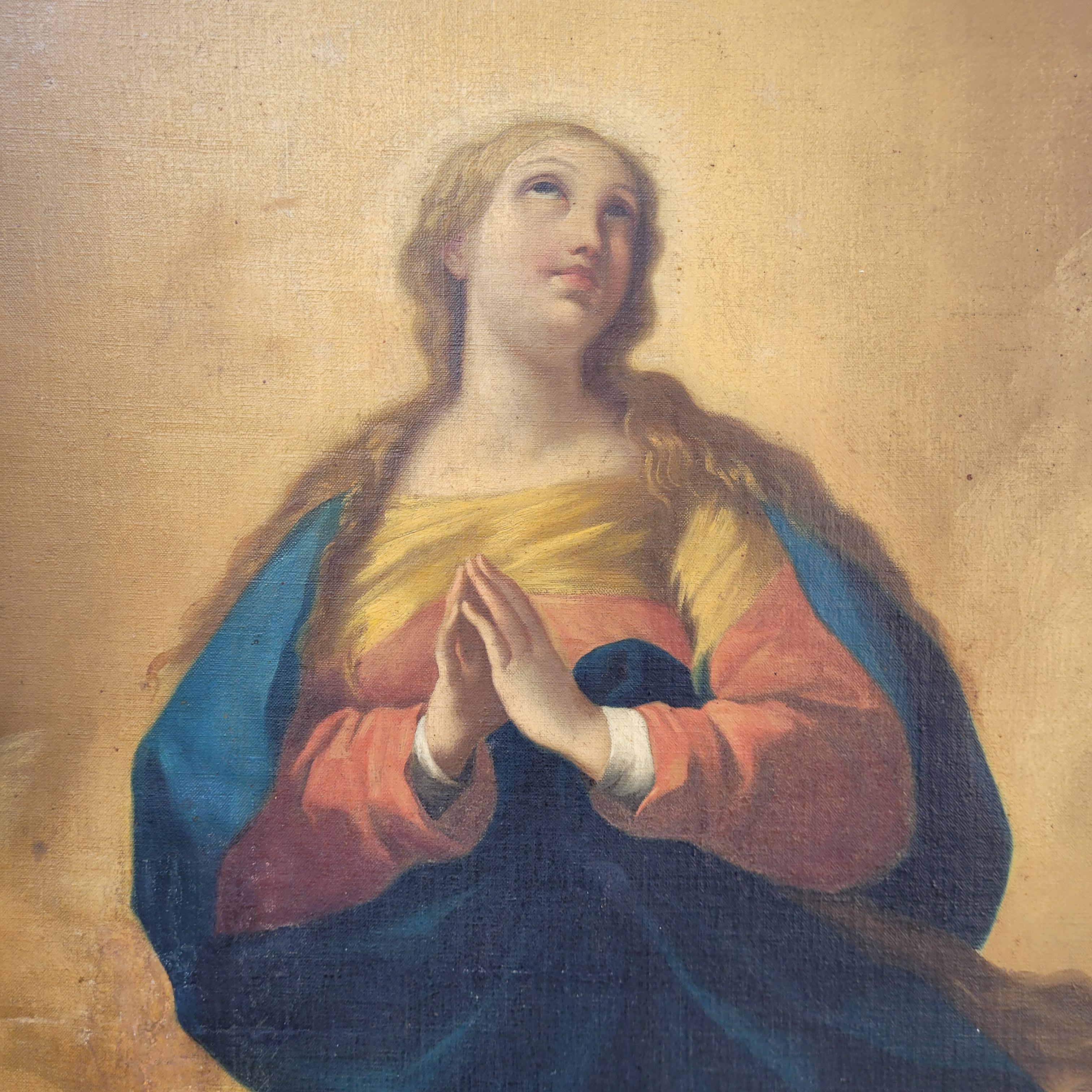 Immaculate Virgin Oil on Canvas, Italian School, after of Luca Giordano For Sale 11