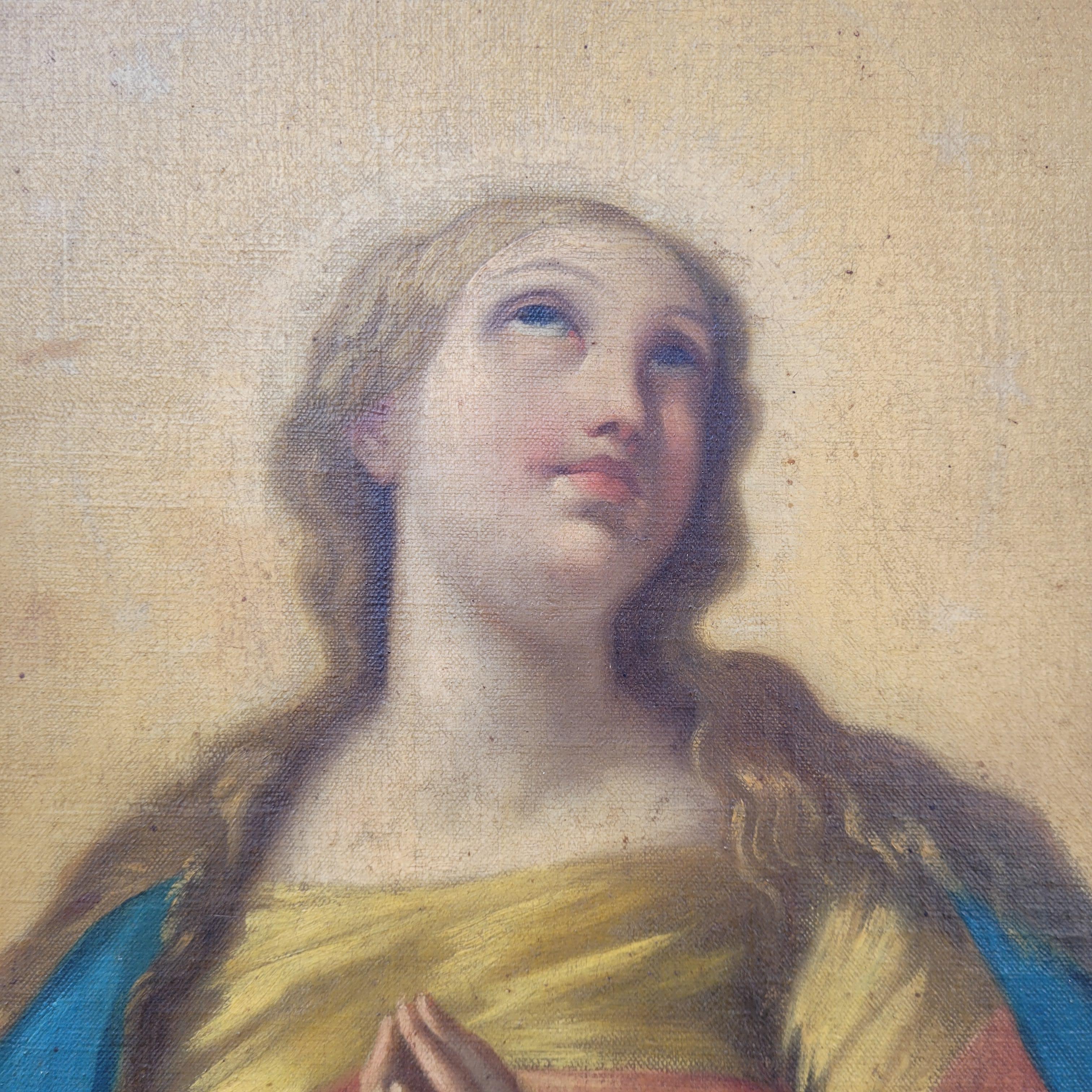 Immaculate Virgin Oil on Canvas, Italian School, after of Luca Giordano For Sale 14