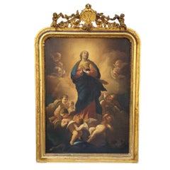 Immaculate Virgin Oil on Canvas, Italian School, after of Luca Giordano