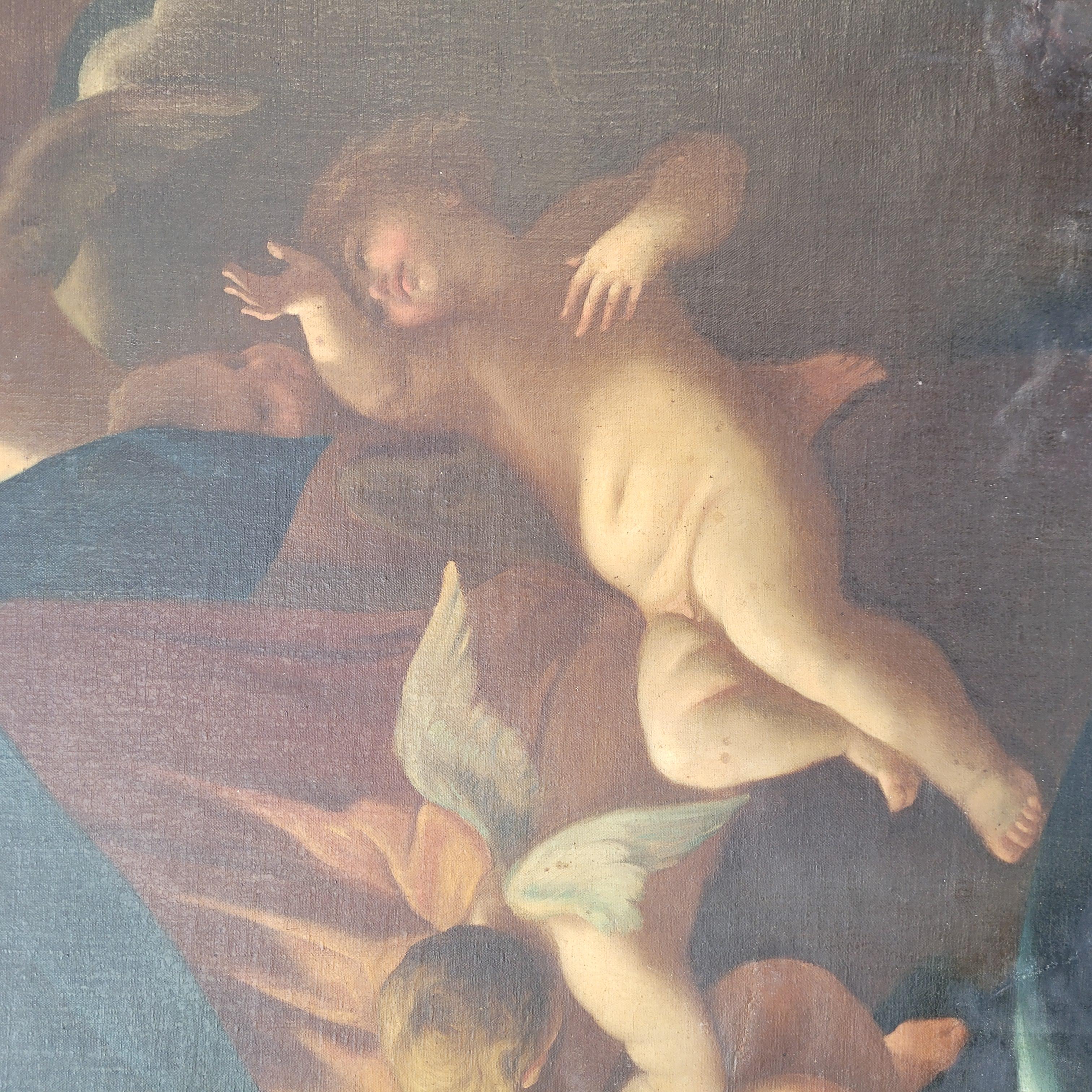 Immaculate Virgin Oil on Canvas, Italian School, after of Luca Giordano For Sale 15