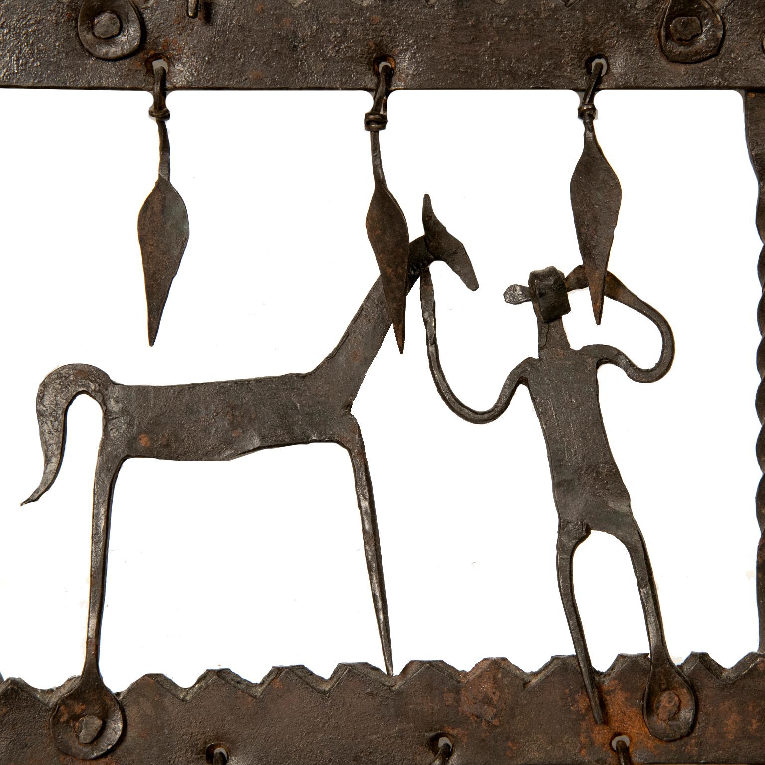 French Atelier de Marolles Wrought Iron Wall Hanging, Jean Marie Touret