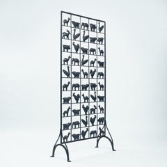 Atelier des Marolles Touret screen roomdivider wrought iron with animals, 1950s