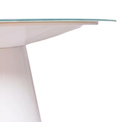 Atelier Dining Table - Frosted Glass Top on White Laquered Pedestal