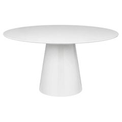 Atelier Dining Table - Frosted Glass Top on White Laquered Pedestal