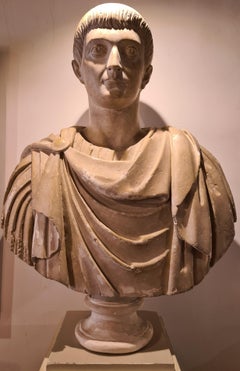 Colossal draped bust, Atelier du Louvre, plaster cast of the Emperor Constantine