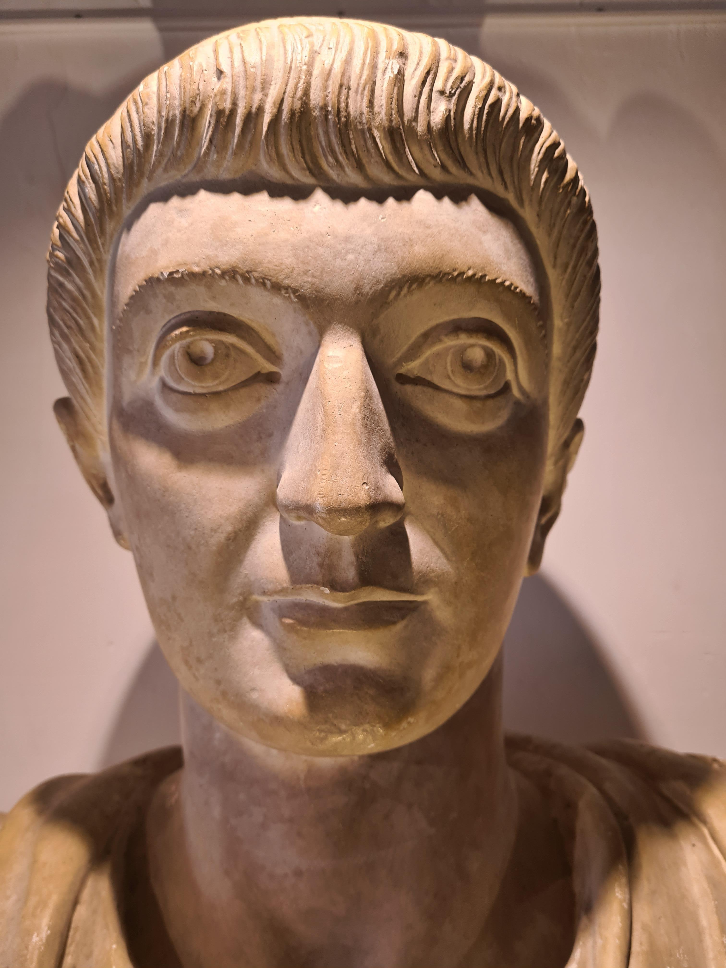 Colossal draped bust, Atelier du Louvre, plaster cast of the Emperor Constantine 3