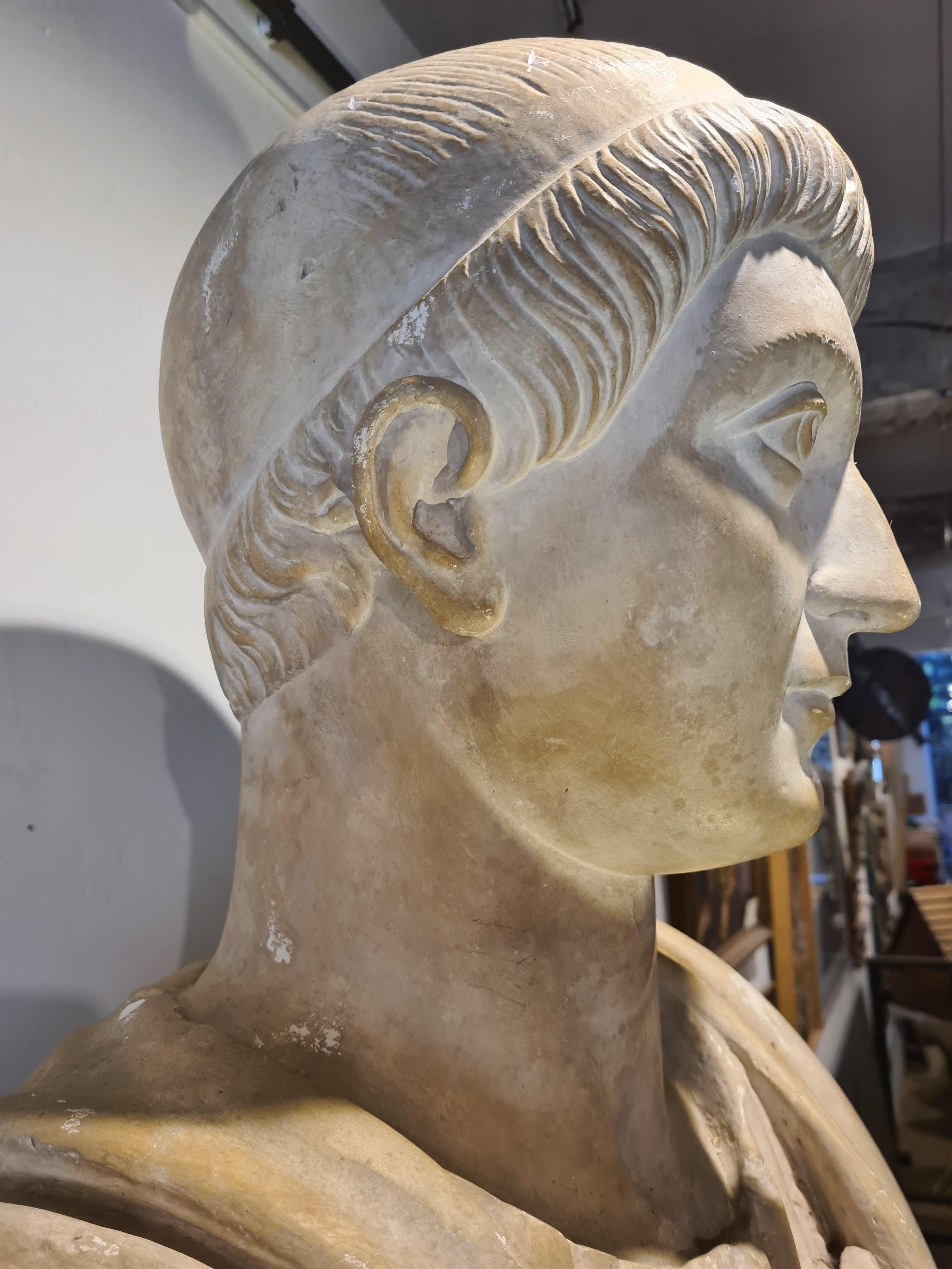Colossal draped bust, Atelier du Louvre, plaster cast of the Emperor Constantine 4