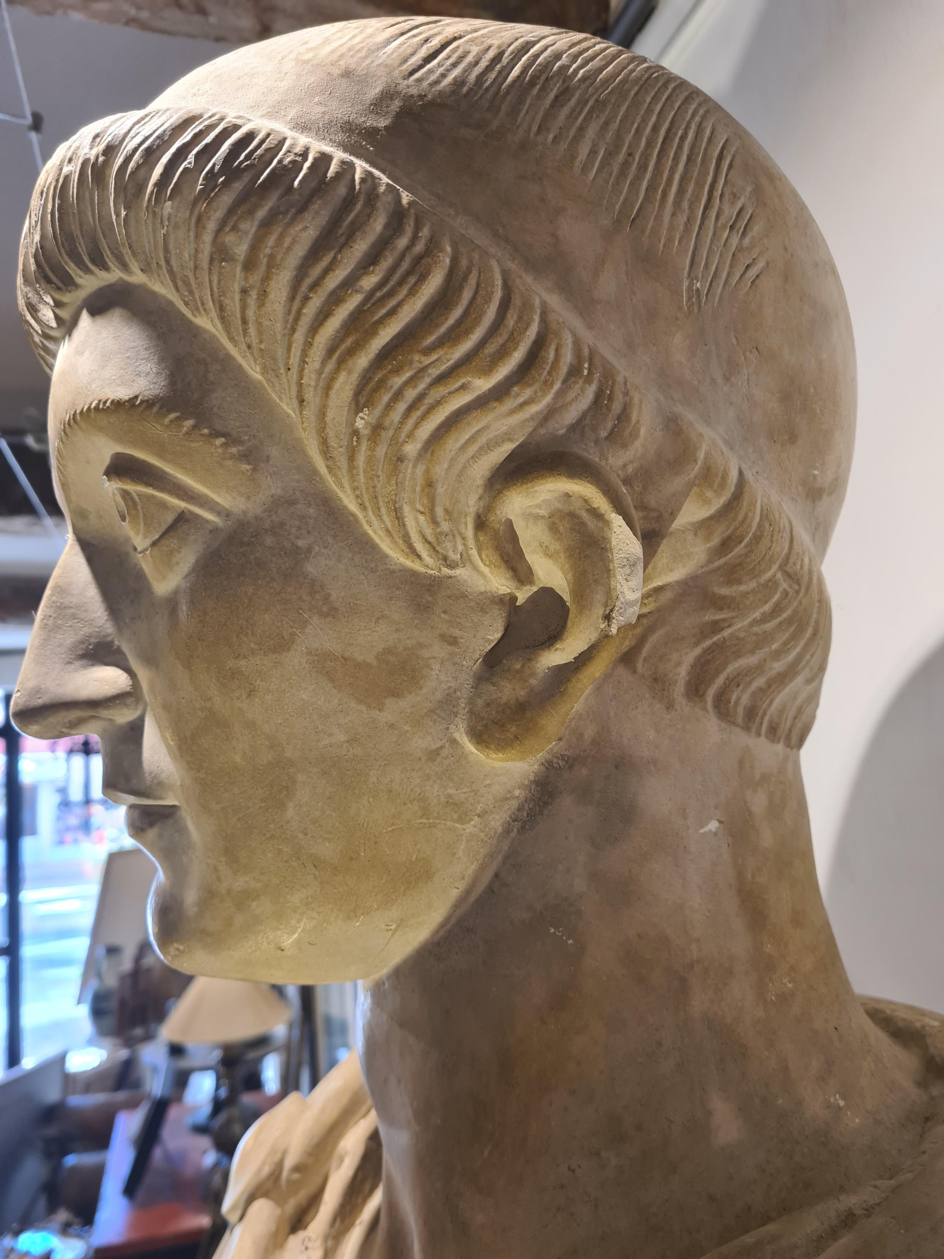 Colossal draped bust, Atelier du Louvre, plaster cast of the Emperor Constantine 5