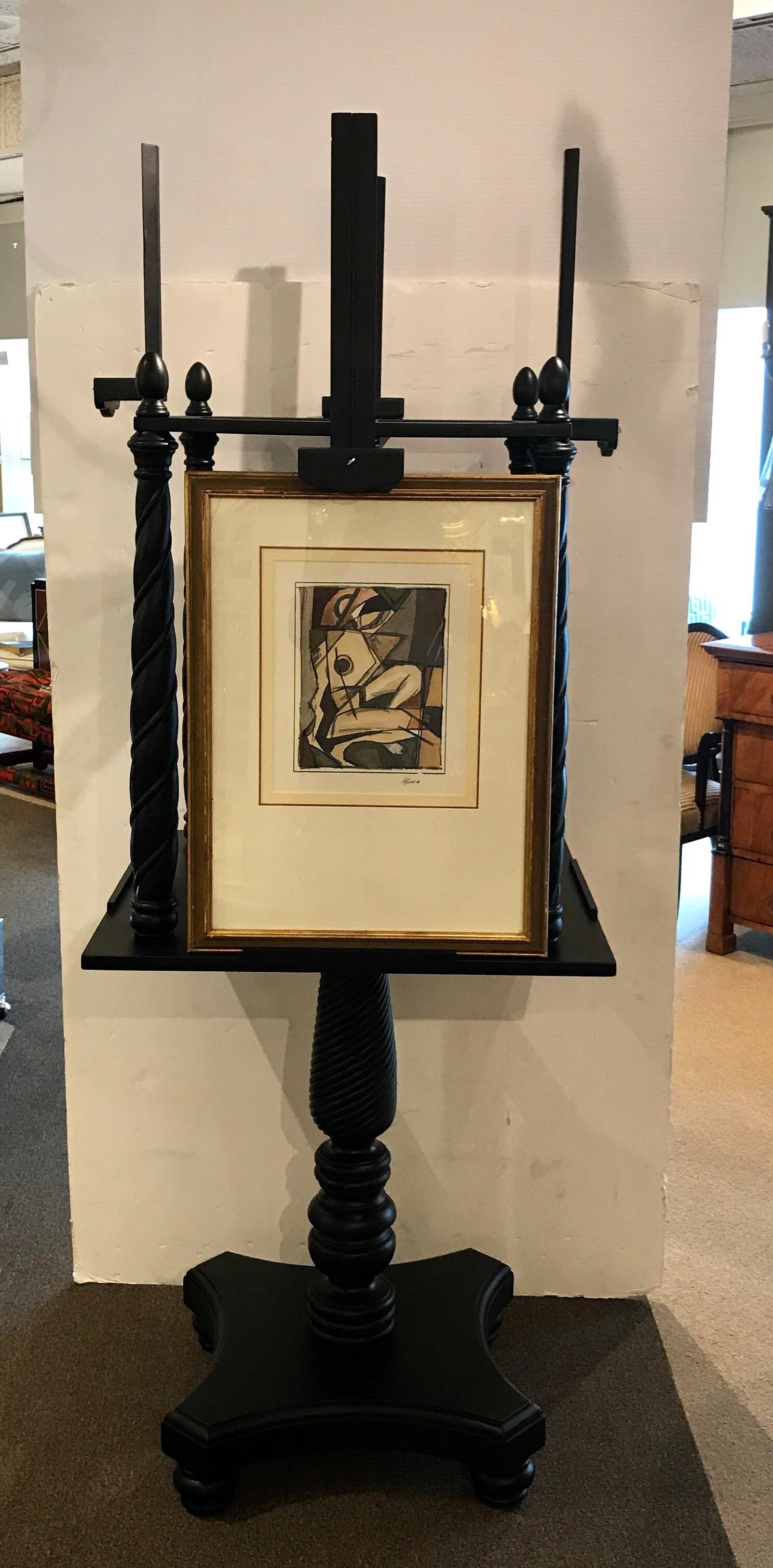Atelier Ebonized Rotating Four-Section Art Easel In Excellent Condition For Sale In Atlanta, GA