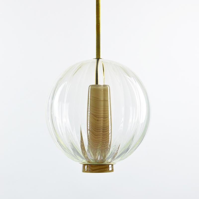 Verre brun Lampe à suspension globe - Atelier George en vente